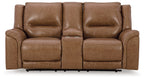 Trasimeno Power Reclining Loveseat with Console - Leather