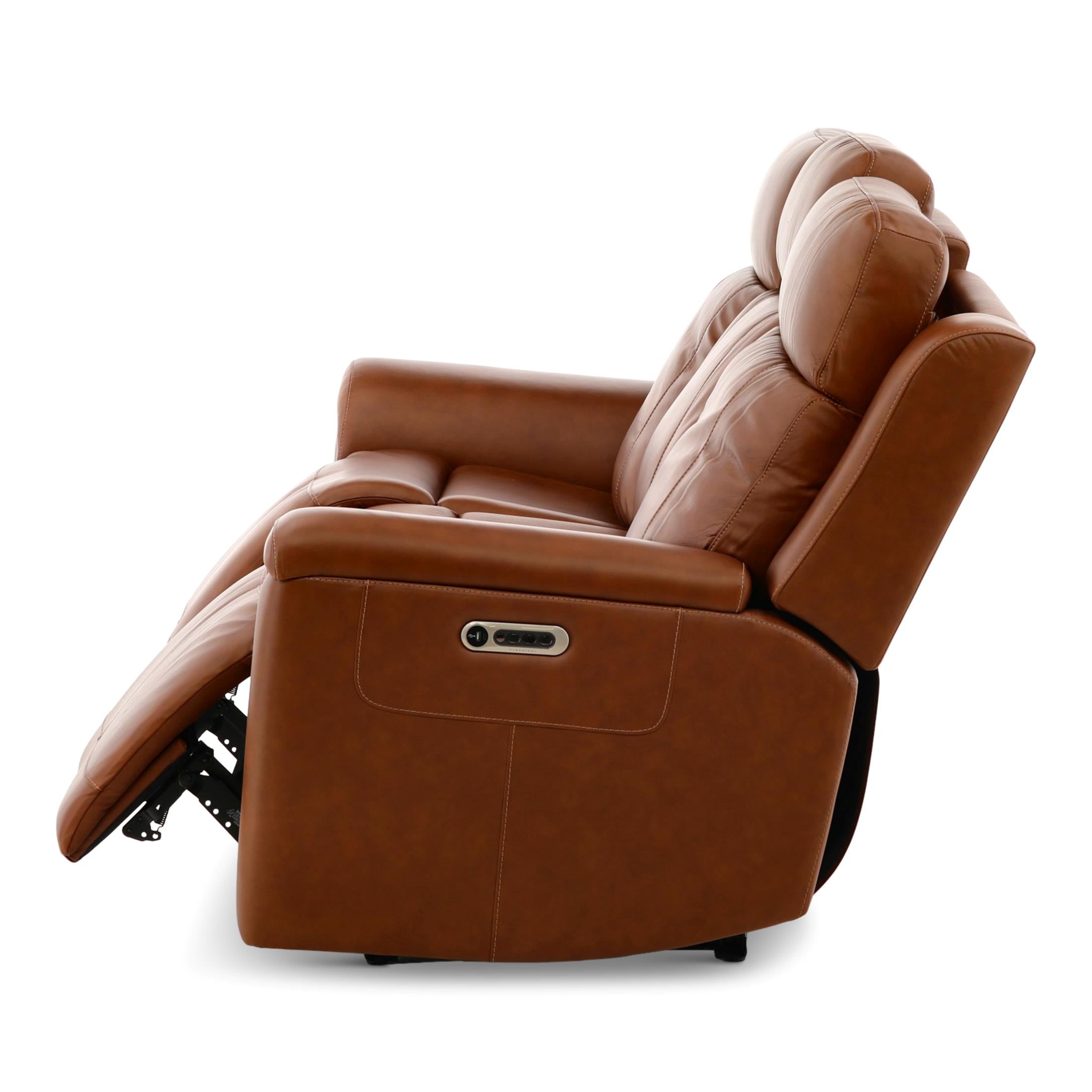 Adrian Leather Power Sofa with Drop Down Table - Dining Table