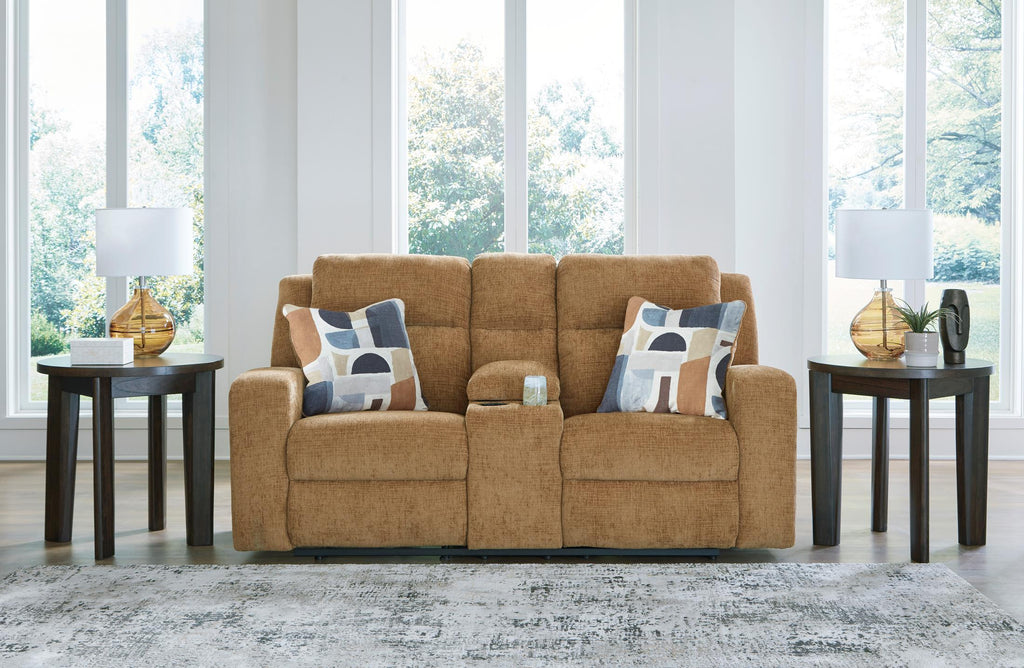 Kanlow Reclining Console Loveseat - Fabric
