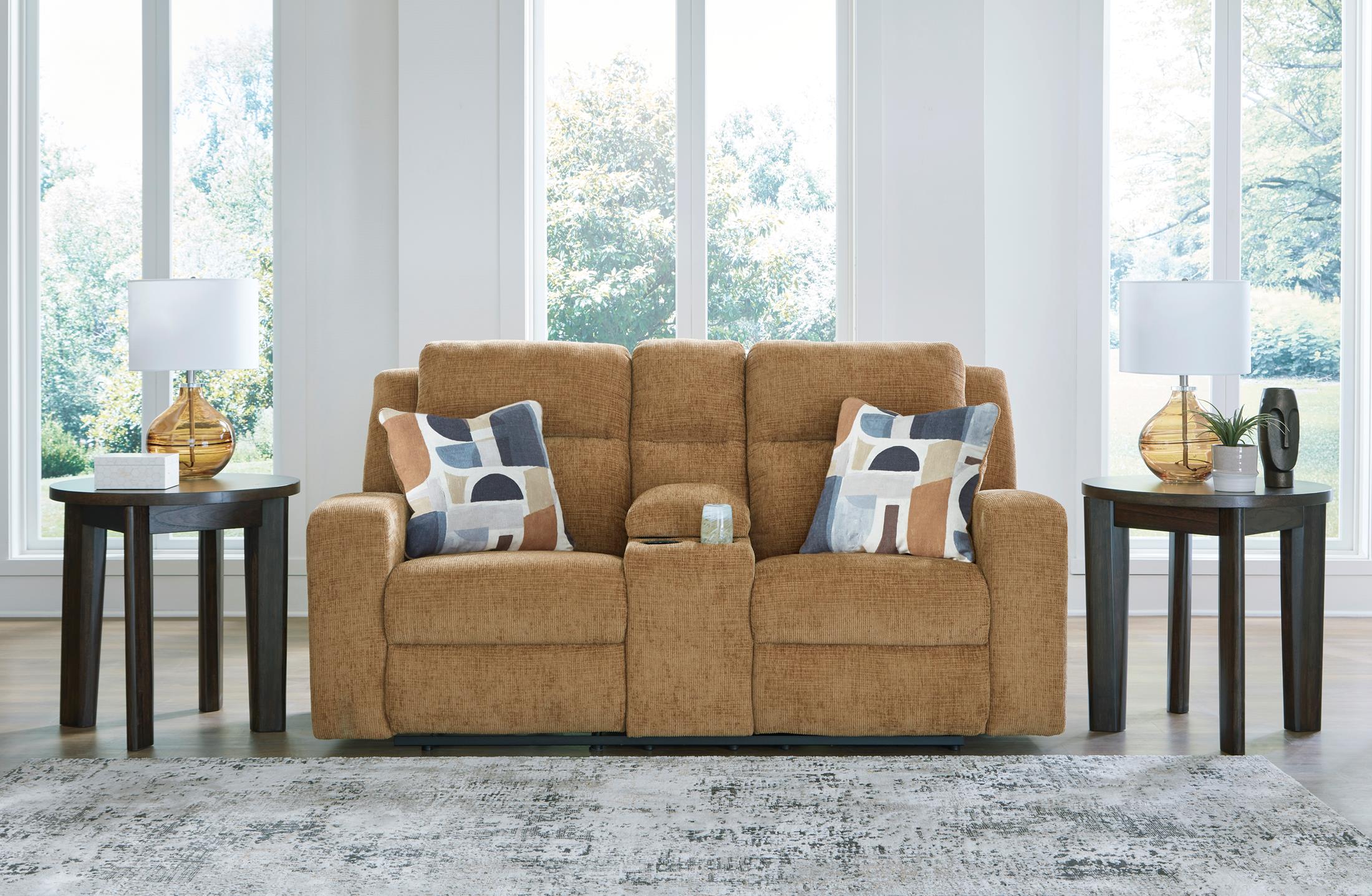 Kanlow Reclining Console Loveseat - Fabric