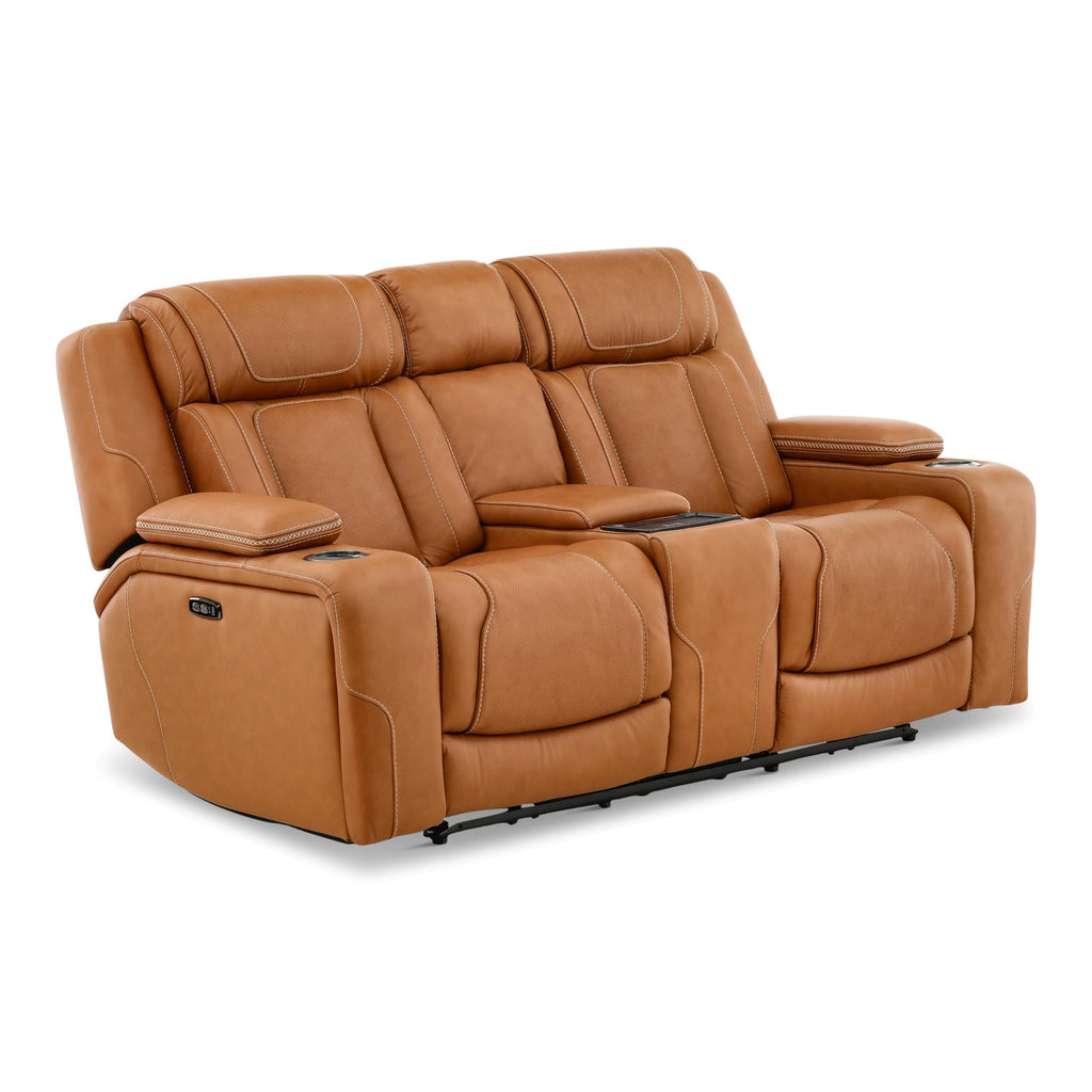 Denver Power Console Loveseat - Leather