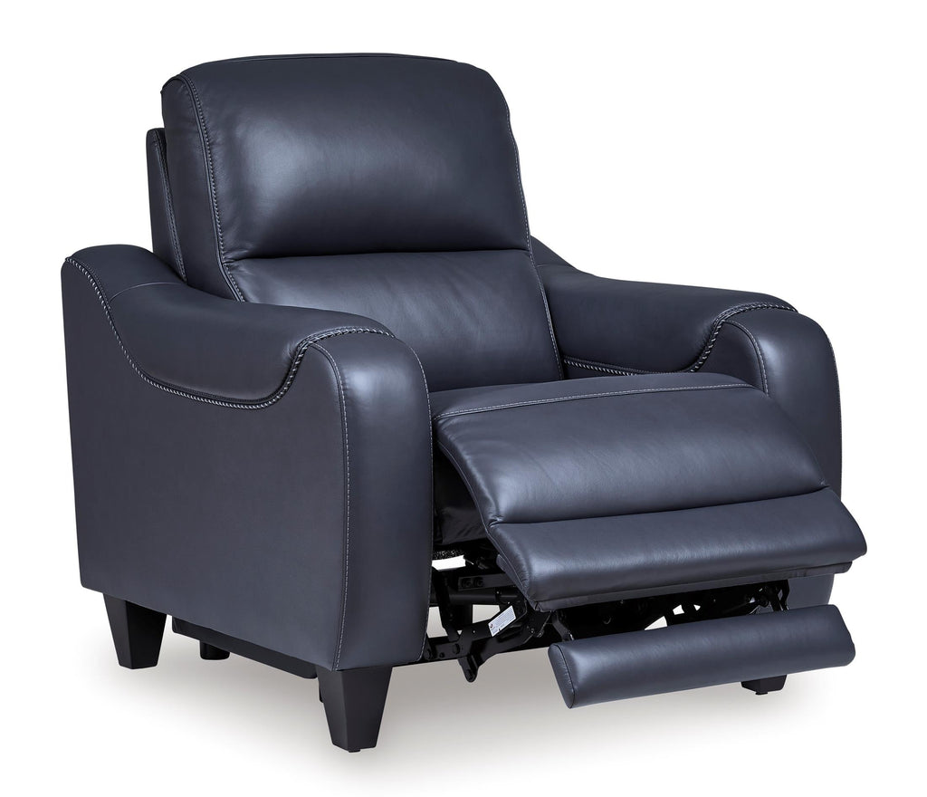 Mercomatic Leather Power Recliner - Ocean
