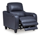 Mercomatic Leather Power Recliner - Ocean