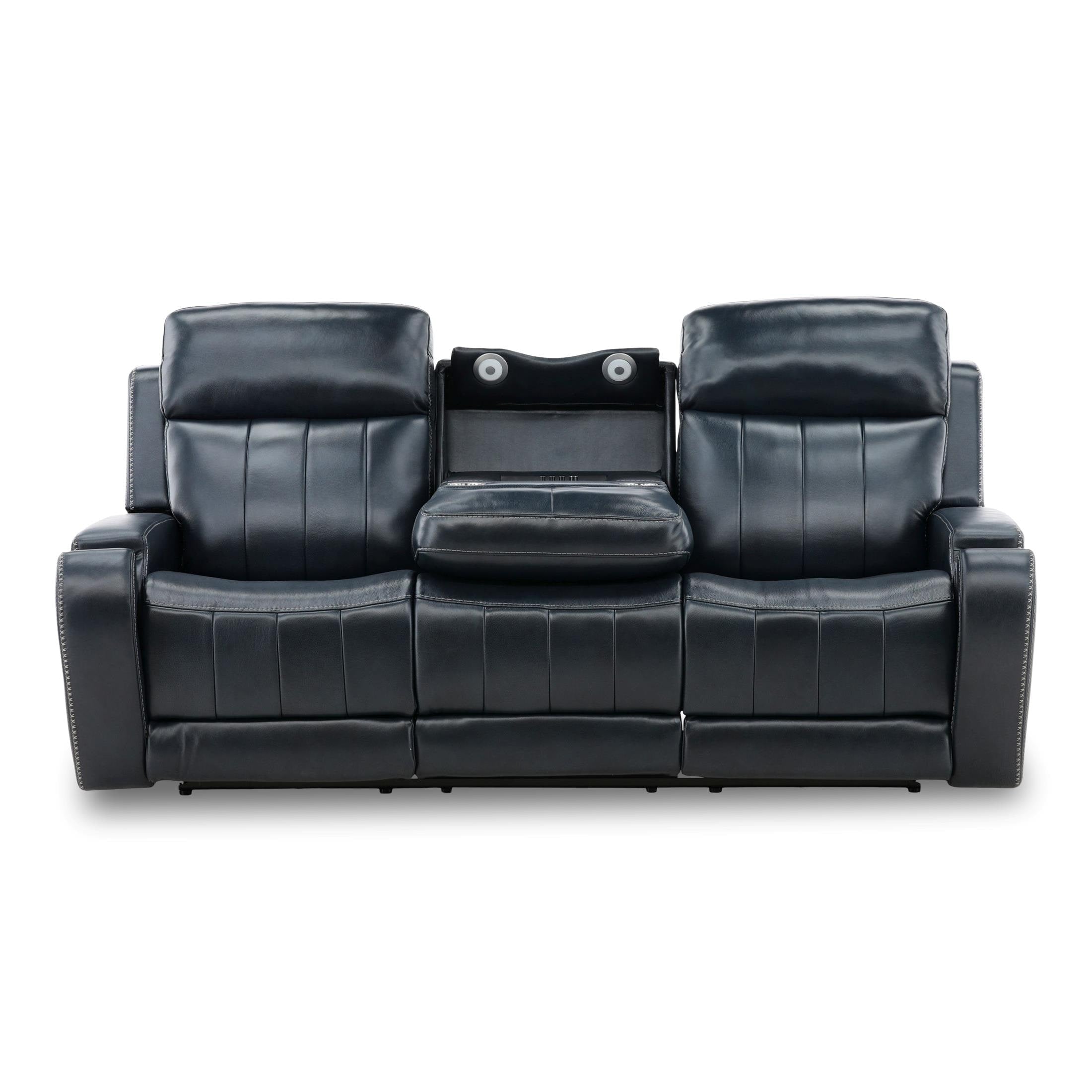 Hampton Leather Home Theater Sofa - Power