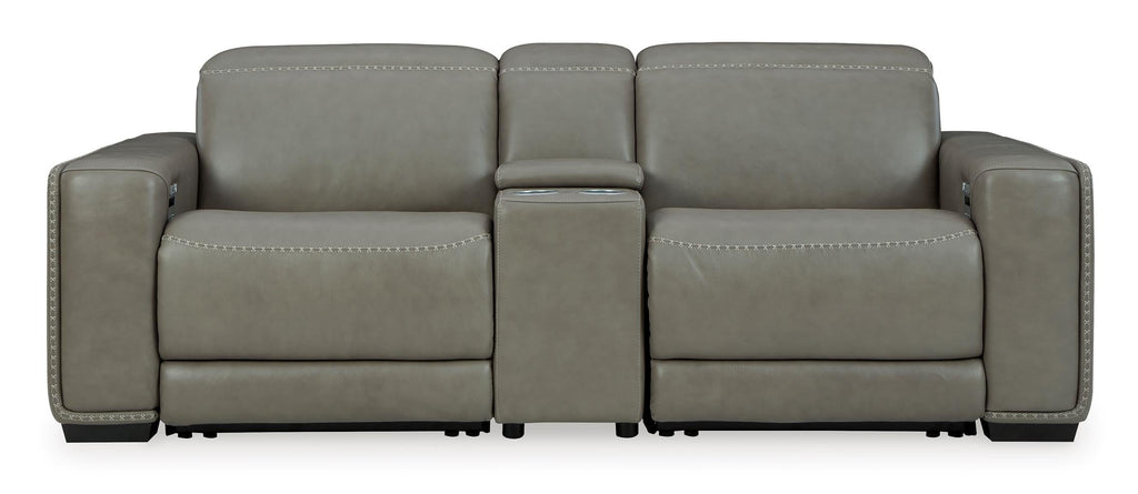 Correze 3-Piece Dual Power Leather Reclining Modular Loveseat with Console - Set