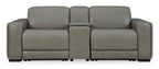 Correze 3-Piece Dual Power Leather Reclining Modular Loveseat with Console - Set