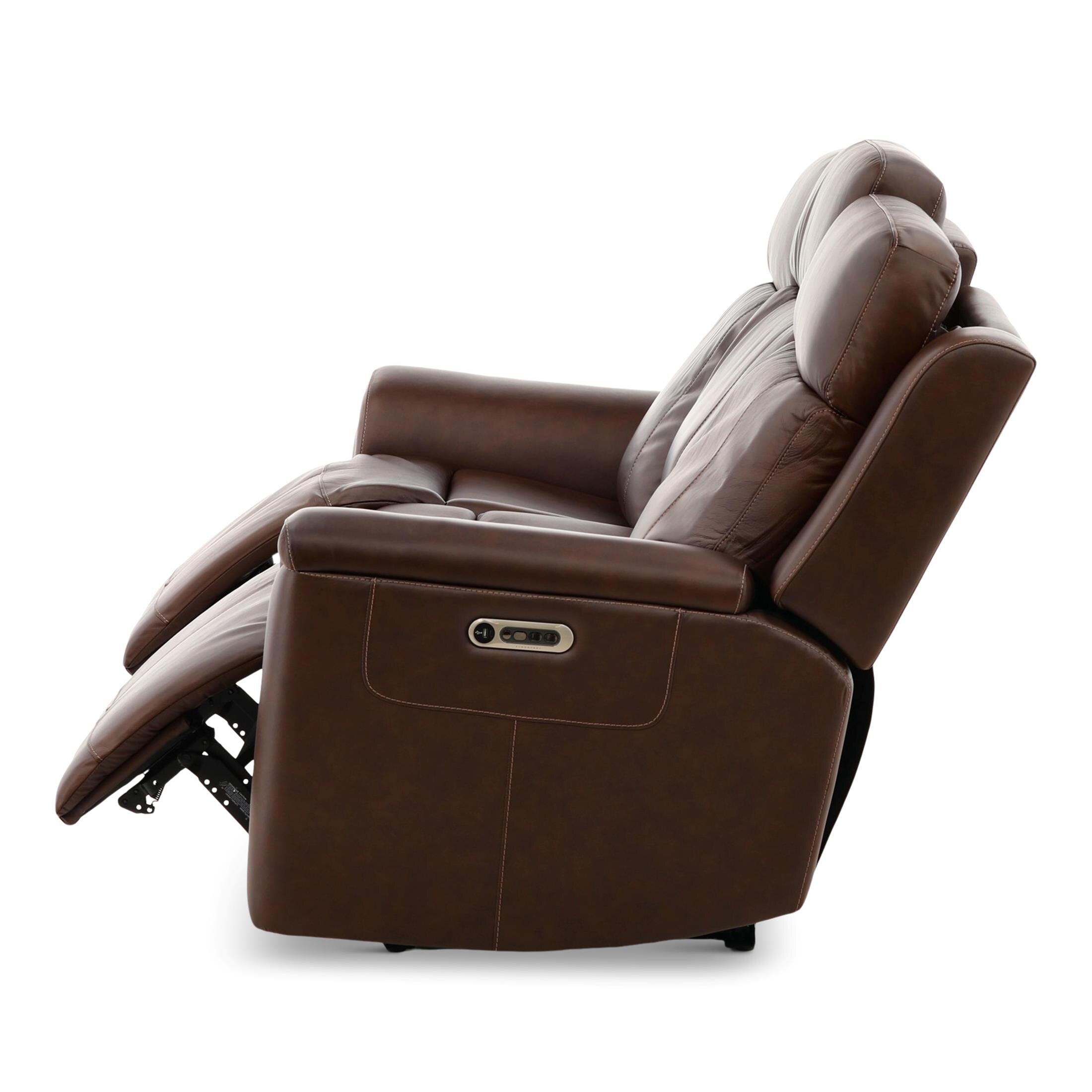 Adrian Leather Power Sofa with Drop Down Table - Dining Table