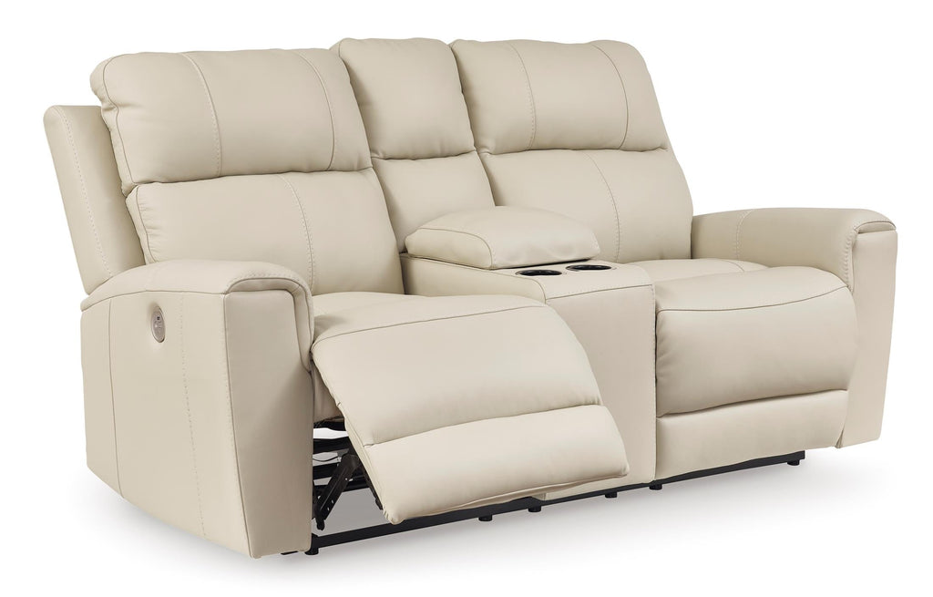 Dahlmoore Leather Power Reclining Console Loveseat - Fabric