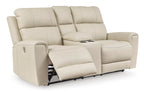 Dahlmoore Leather Power Reclining Console Loveseat - Fabric