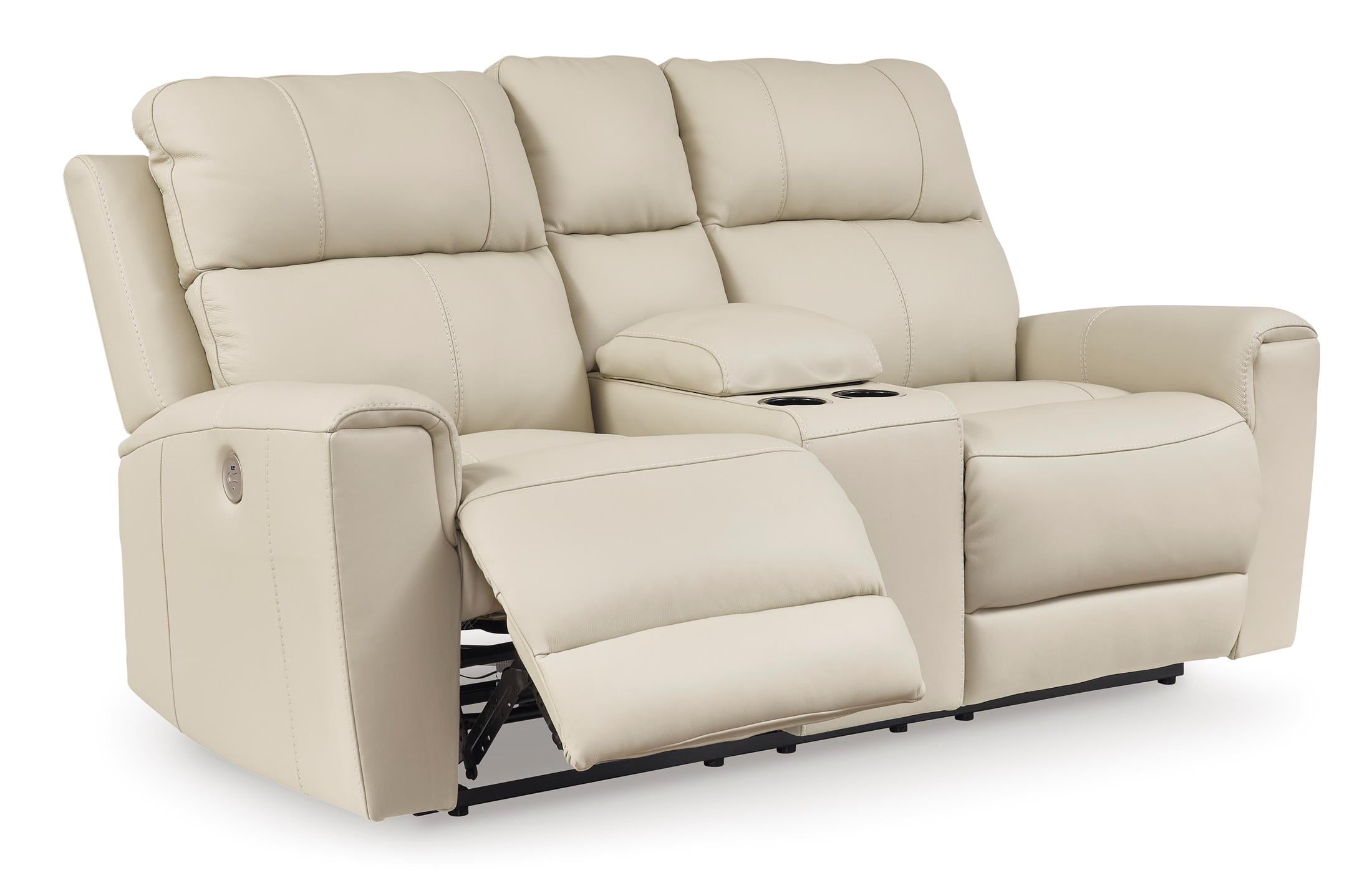 Dahlmoore Leather Power Reclining Console Loveseat - Fabric