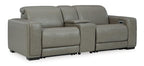 Correze 3-Piece Dual Power Leather Reclining Modular Loveseat with Console - Set