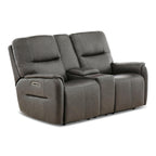 Walker Leather Power Reclining Console Loveseat - Cacao