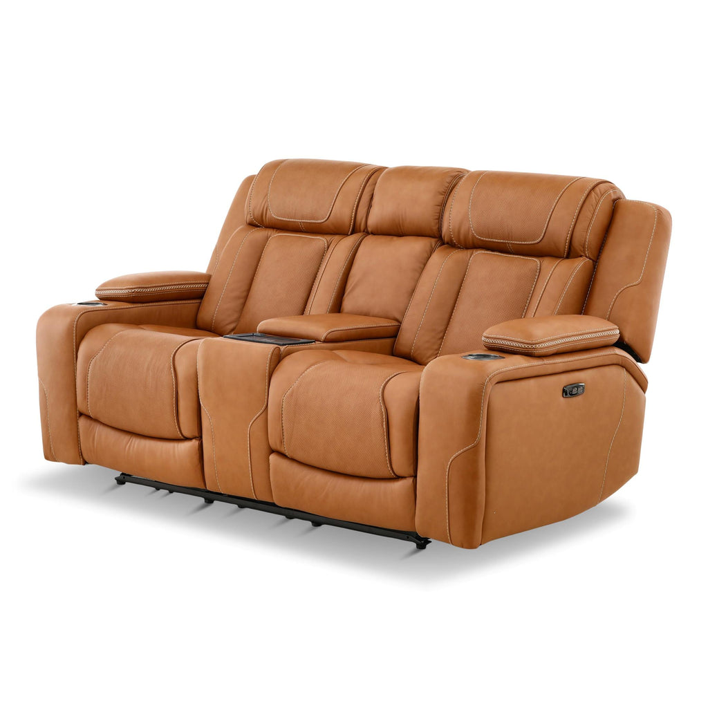 Denver Power Console Loveseat - Leather