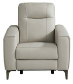 Parkside Heights Leather Power Recliner - Dove Gray