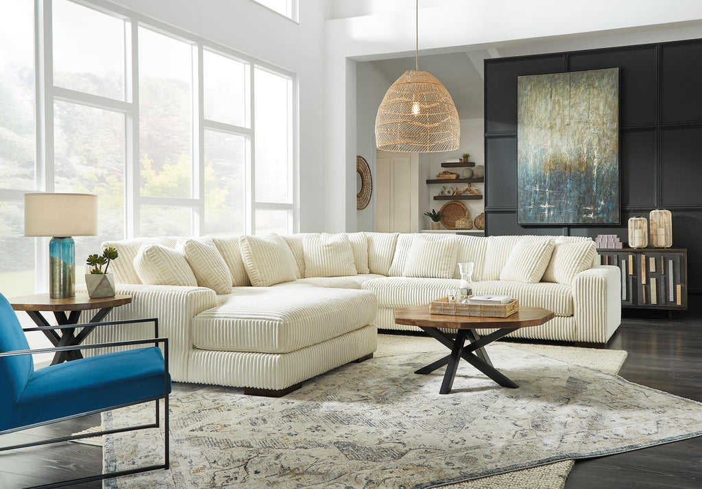 Lindyn 5-Piece Ivory Sectional with Chaise - Left-Facing