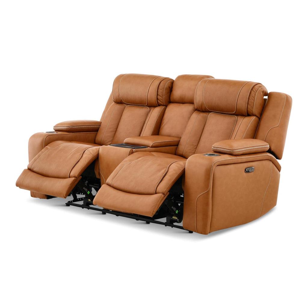 Denver Power Console Loveseat - Leather