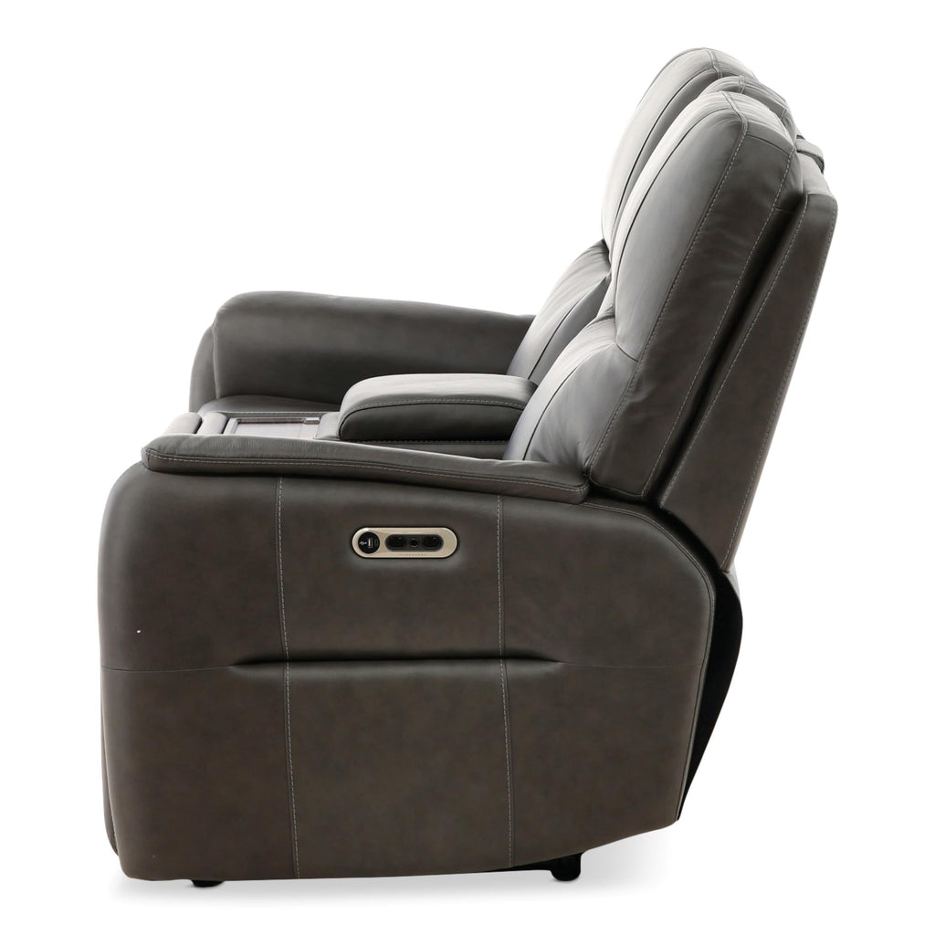 Walker Leather Power Reclining Console Loveseat - Cacao