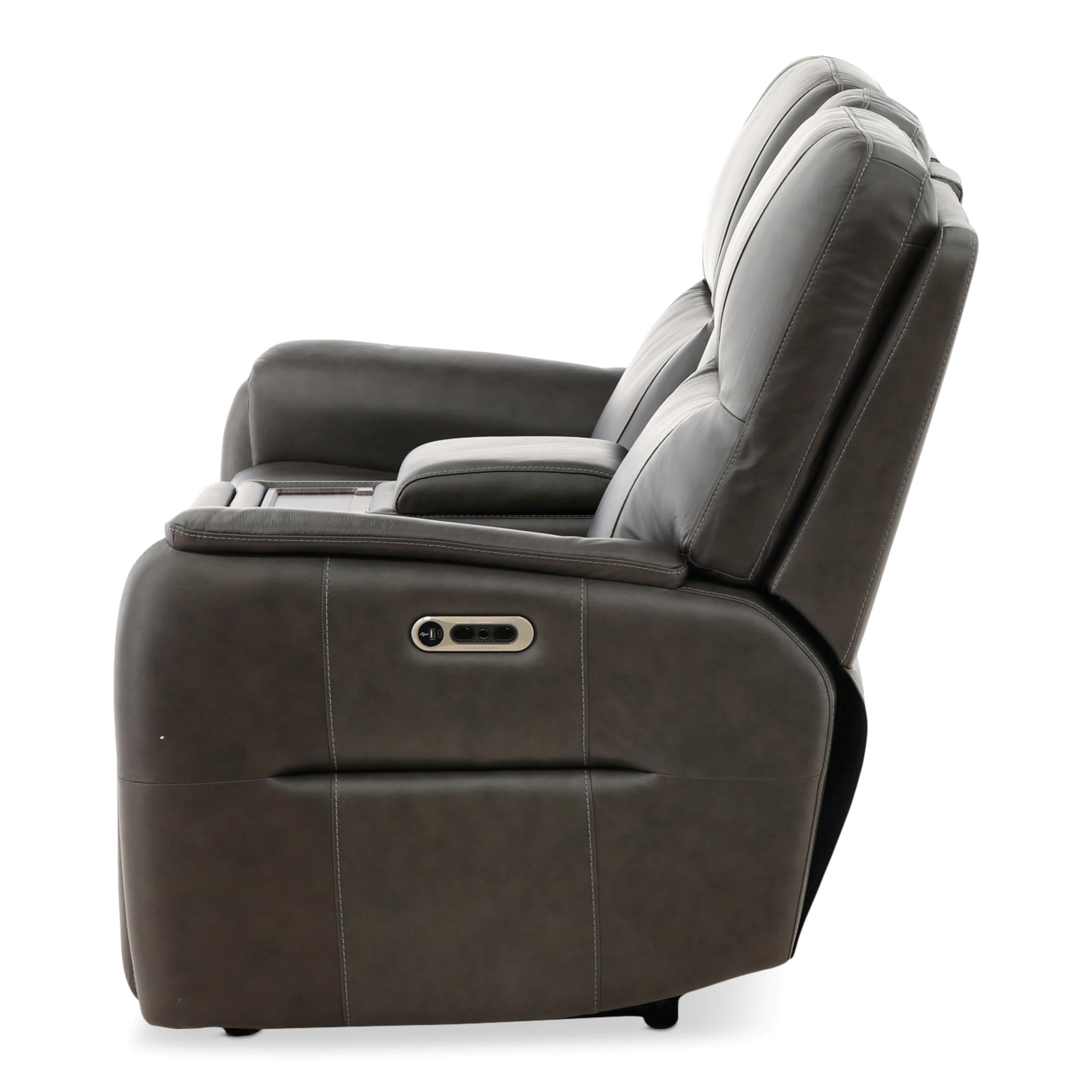 Walker Leather Power Reclining Console Loveseat - Cacao