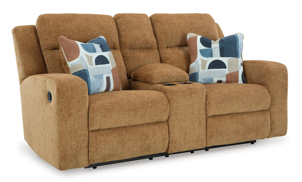 Kanlow Reclining Console Loveseat - Fabric