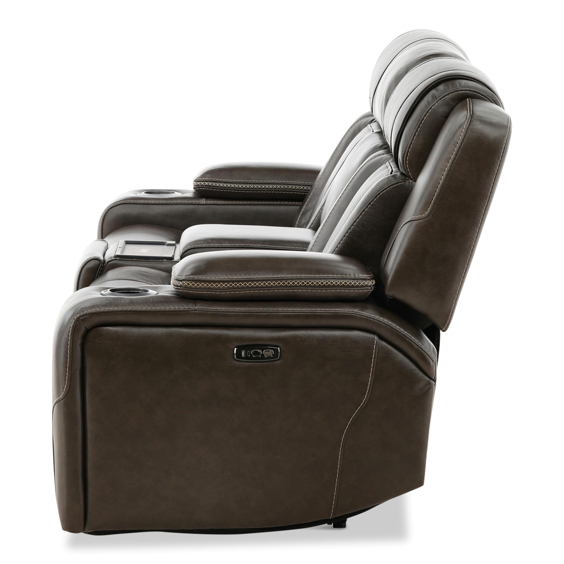 Denver Power Console Loveseat - Leather