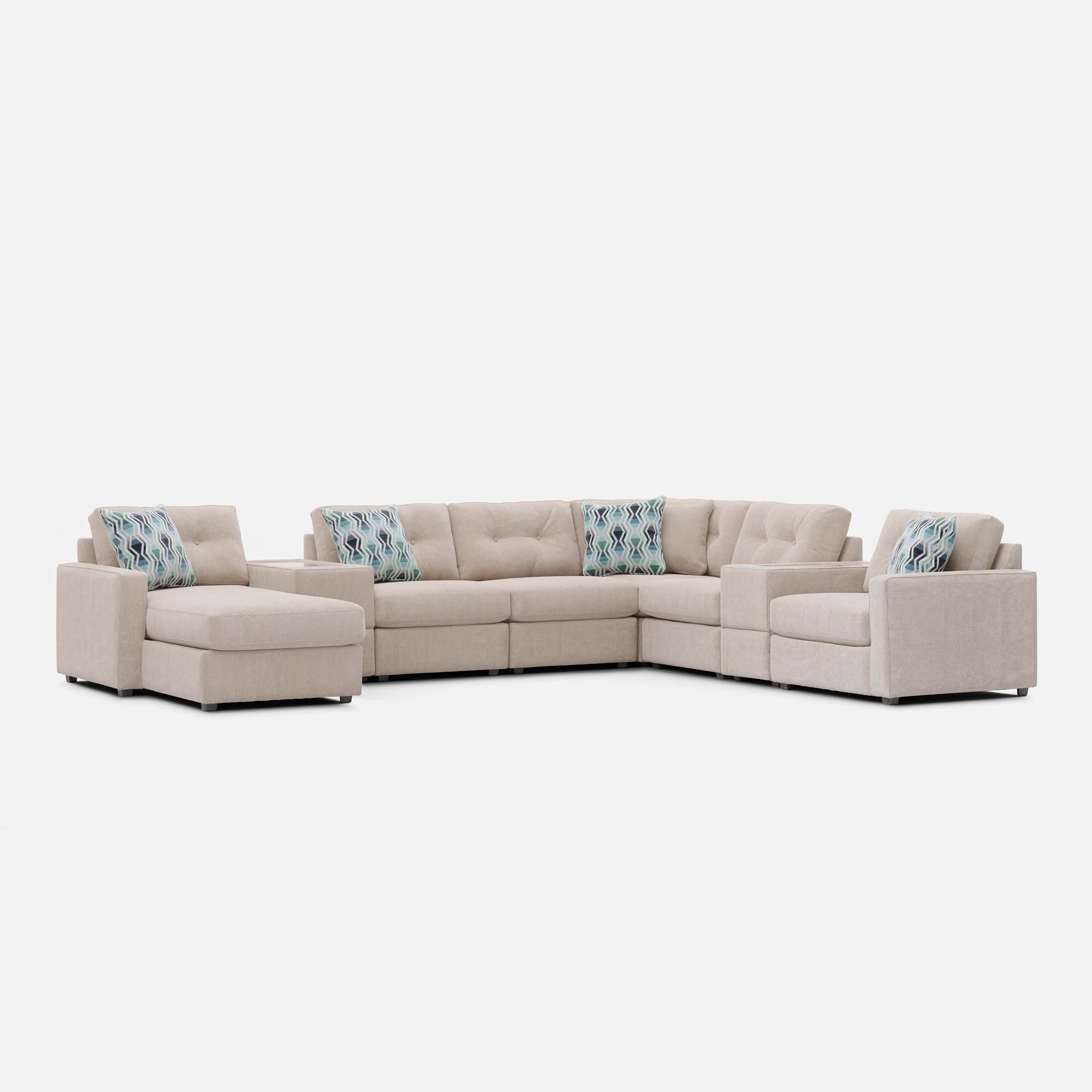 Modular One Left Facing 8-Piece Sectional with E-Console - Stone