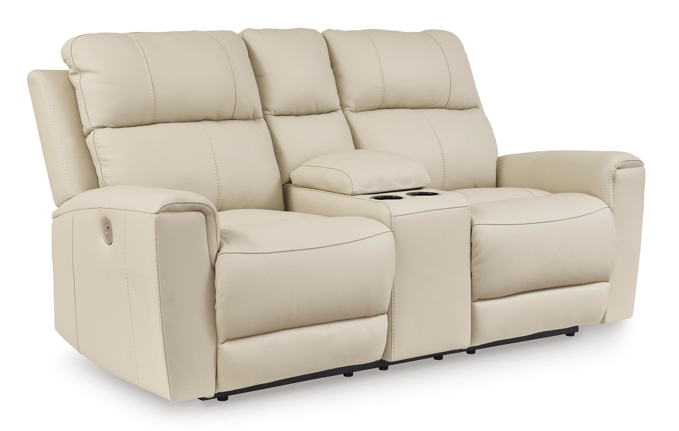 Dahlmoore Leather Power Reclining Console Loveseat - Fabric