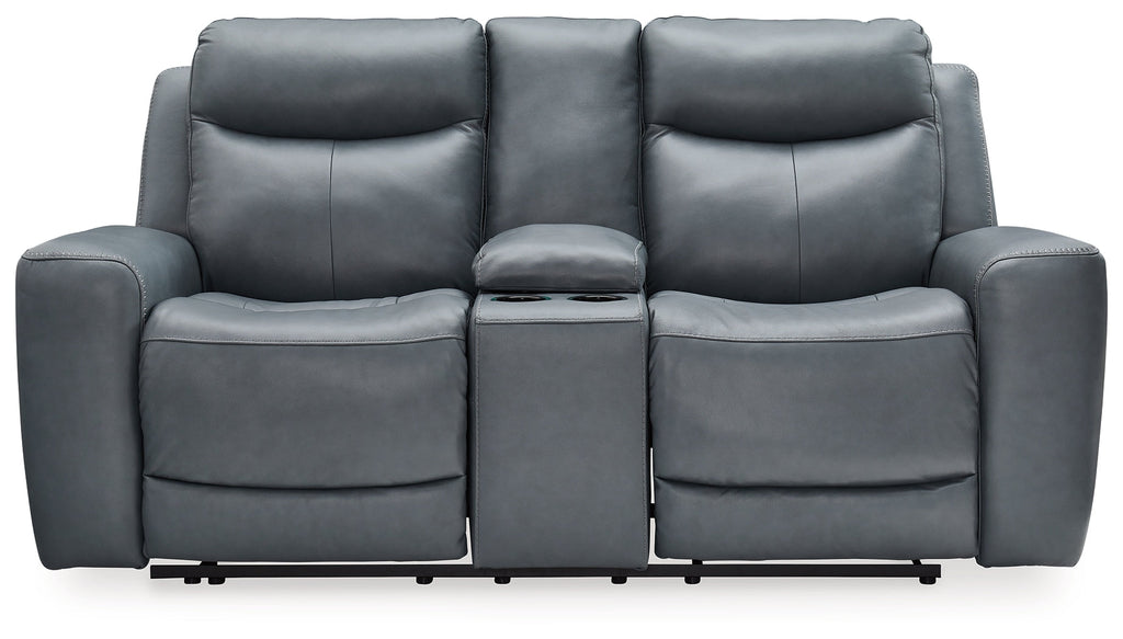 Mindanao Power Reclining Loveseat with Console - Leather