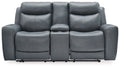 Mindanao Power Reclining Loveseat with Console - Leather