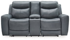 Mindanao Power Reclining Loveseat with Console - Leather