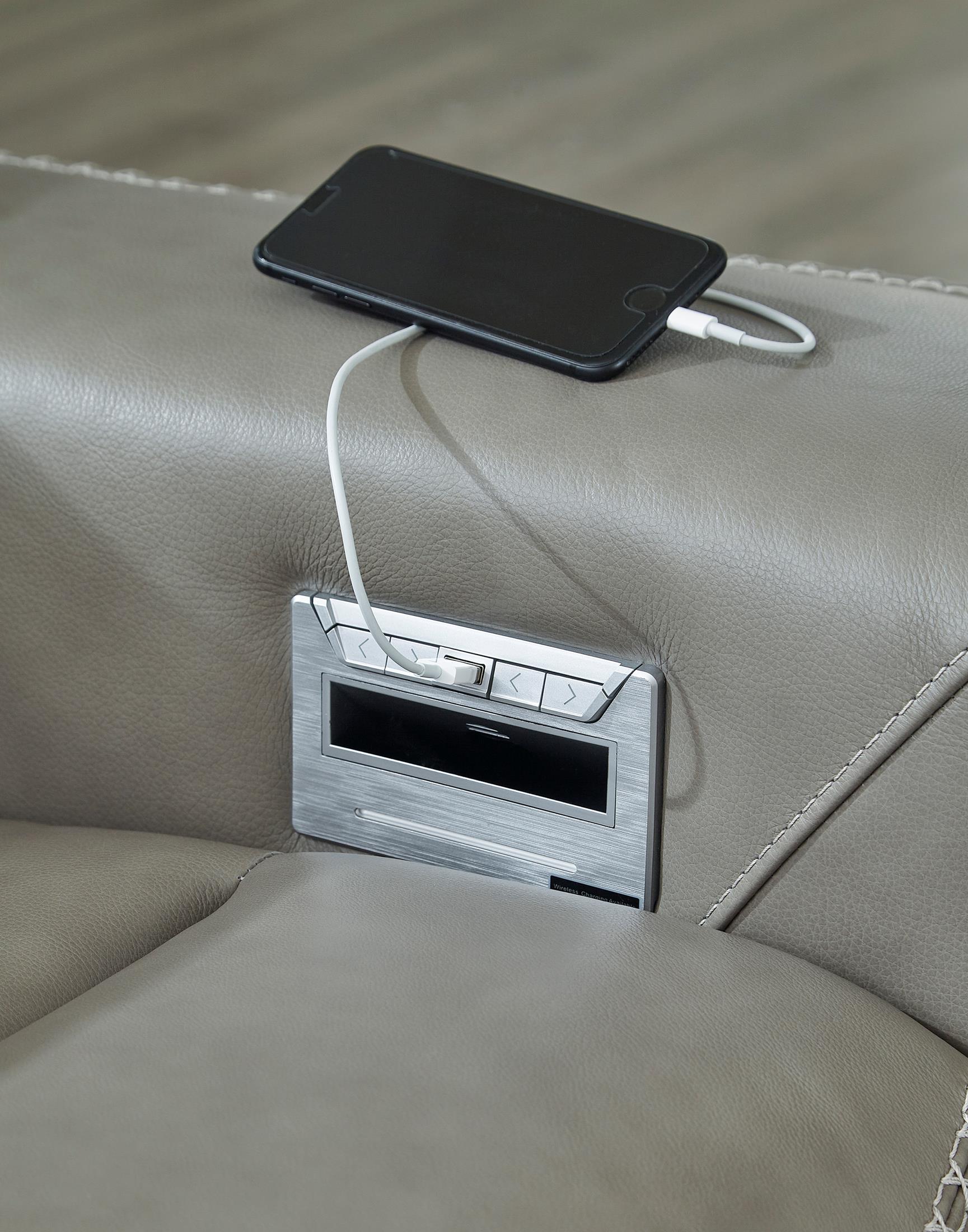 Correze 3-Piece Dual Power Leather Reclining Modular Sectional with Console and Chaise - Set