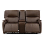 Walker Leather Power Reclining Console Loveseat - Cacao