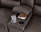 Boxmere Leather Power Reclining Console Loveseat - Fabric