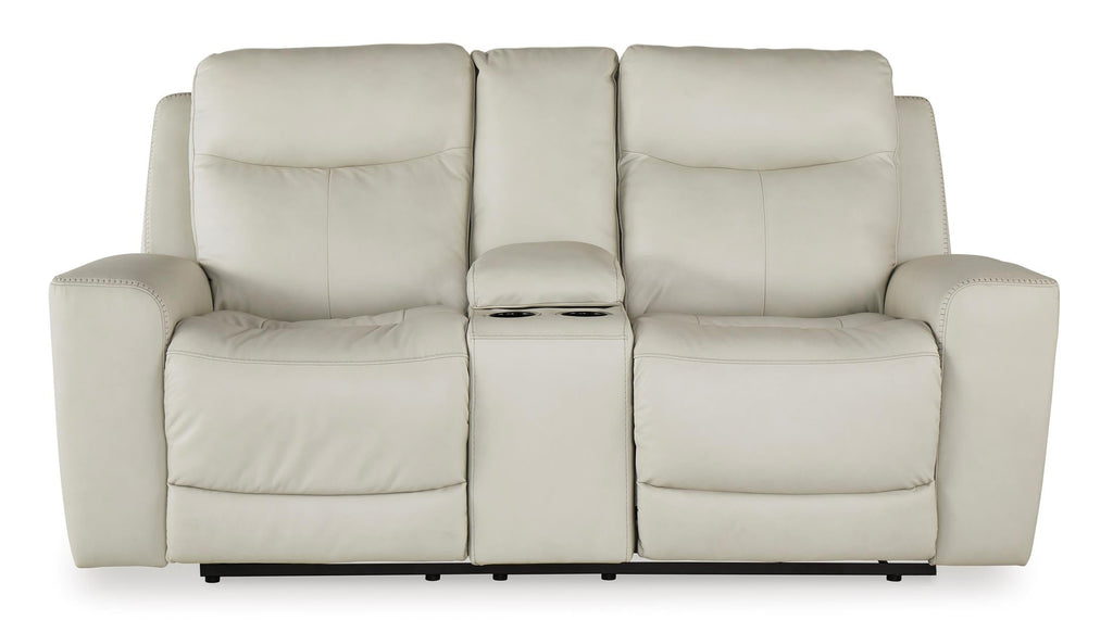 Mindanao Power Reclining Loveseat with Console - Leather
