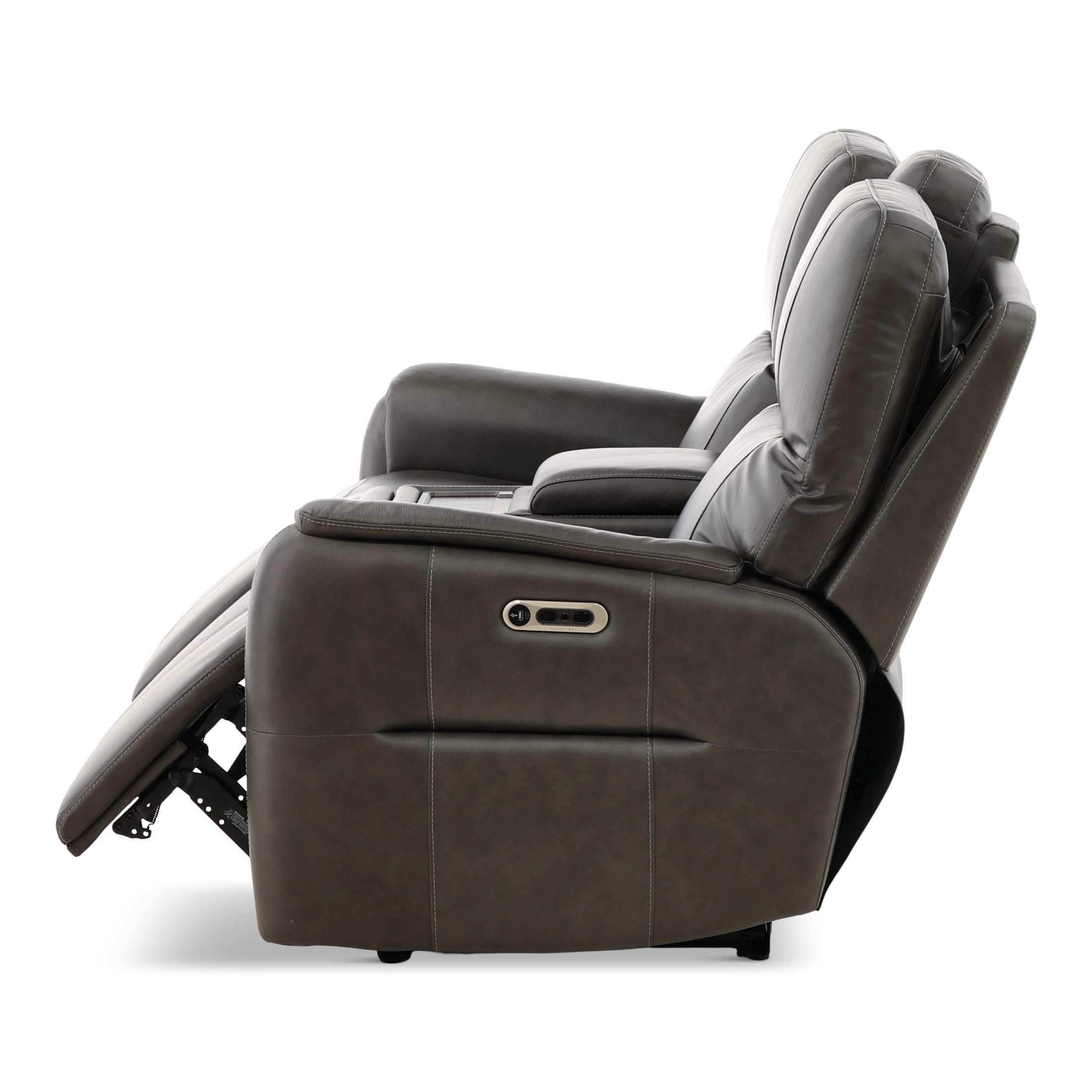 Walker Leather Power Reclining Console Loveseat - Cacao