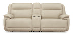 Double Deal 2-Piece Leather Power Reclining Loveseat with Console - Set