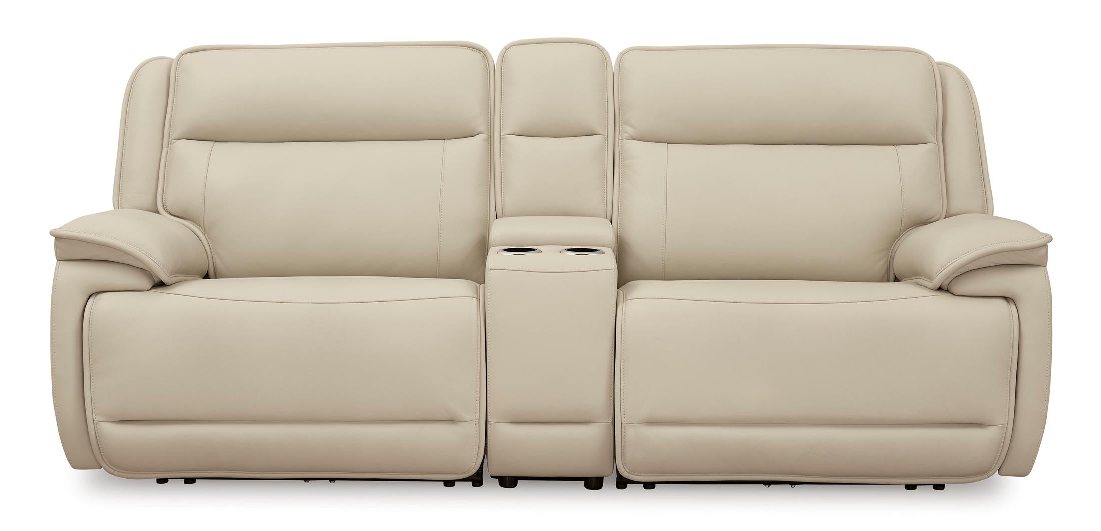 Double Deal 2-Piece Leather Power Reclining Loveseat with Console - Set