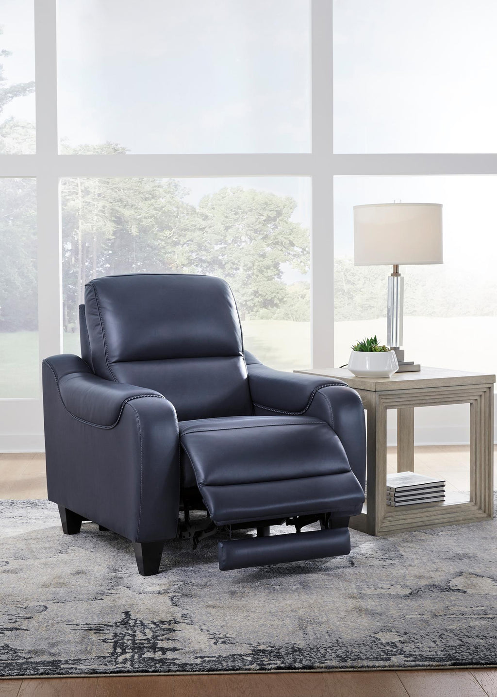 Mercomatic Leather Power Recliner - Ocean