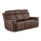 Adrian Leather Power Sofa with Drop Down Table - Dining Table