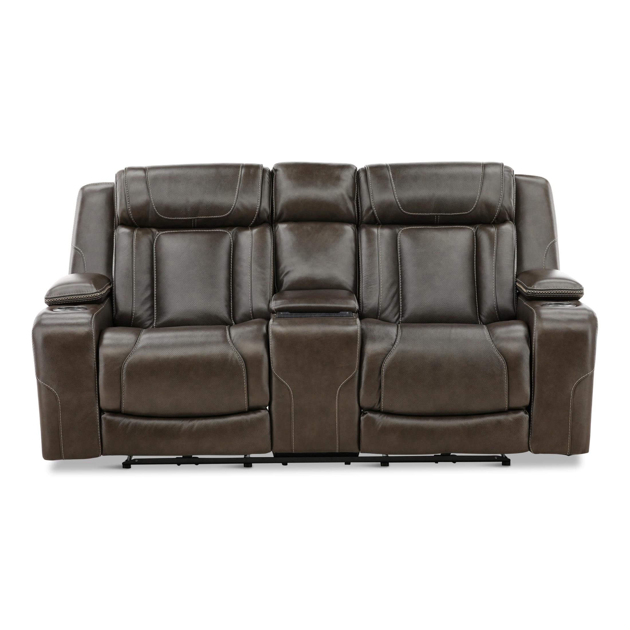 Denver Power Console Loveseat - Leather