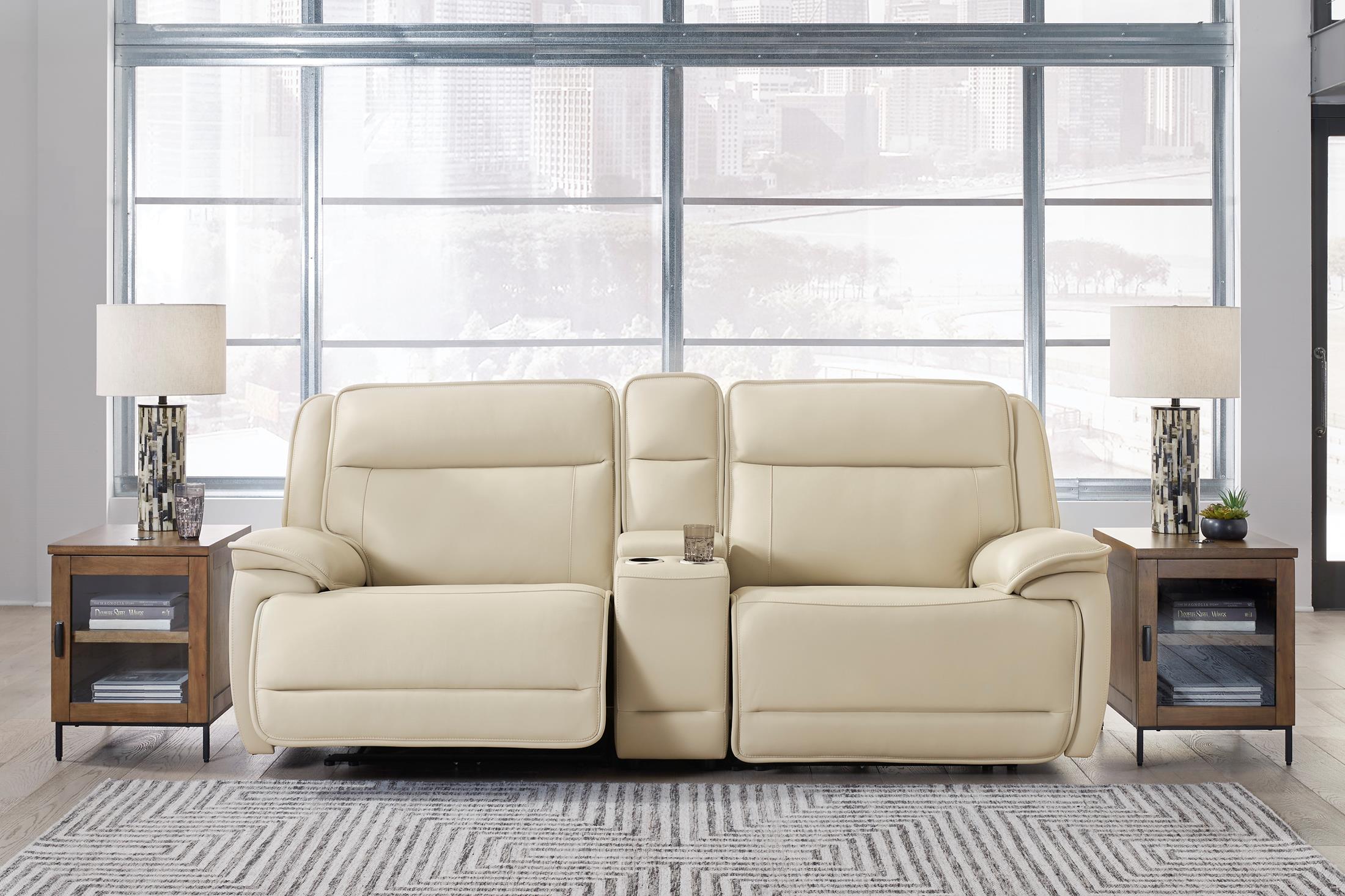 Double Deal 2-Piece Leather Power Reclining Loveseat with Console - Set