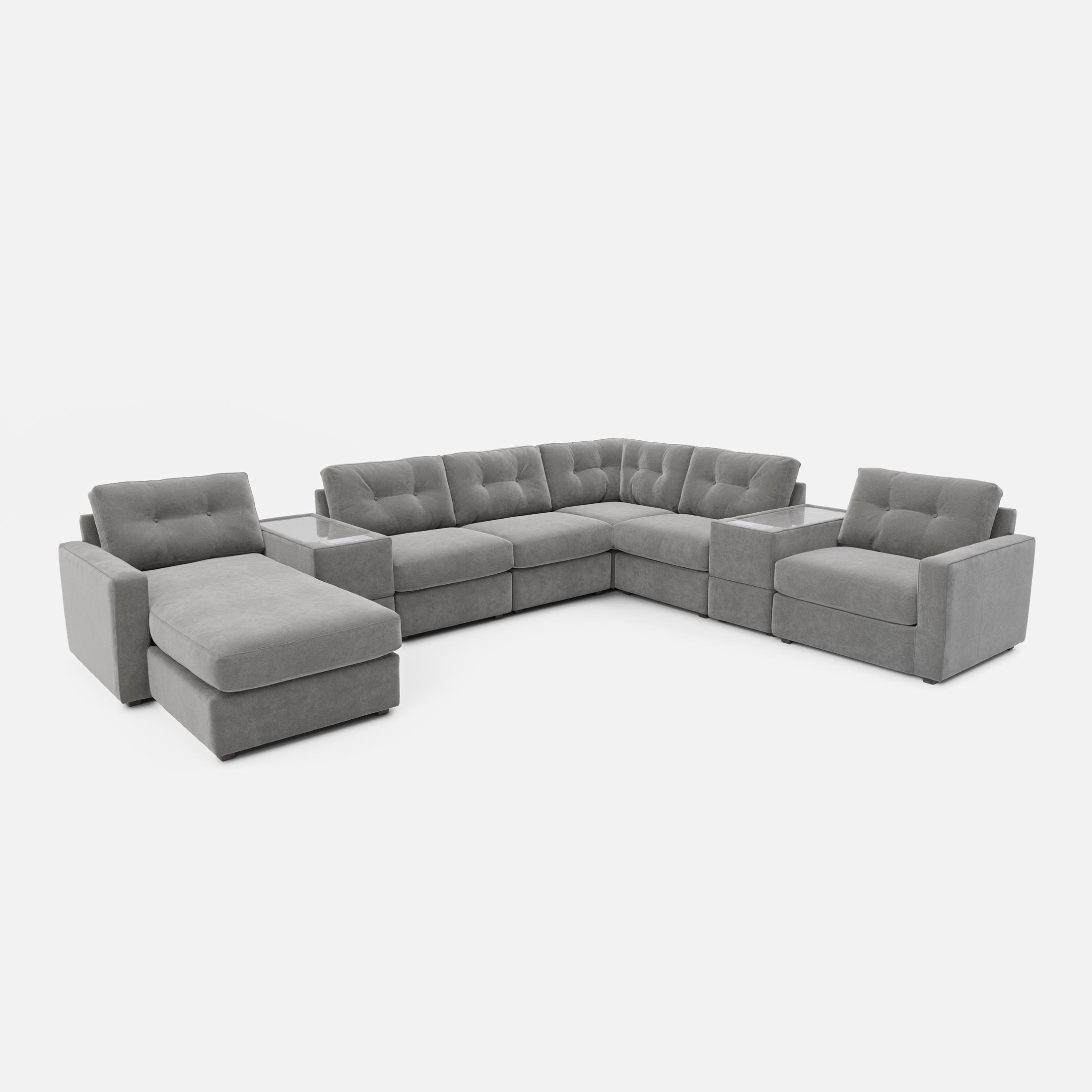 Modular One Left Facing 8-Piece Sectional - Granite