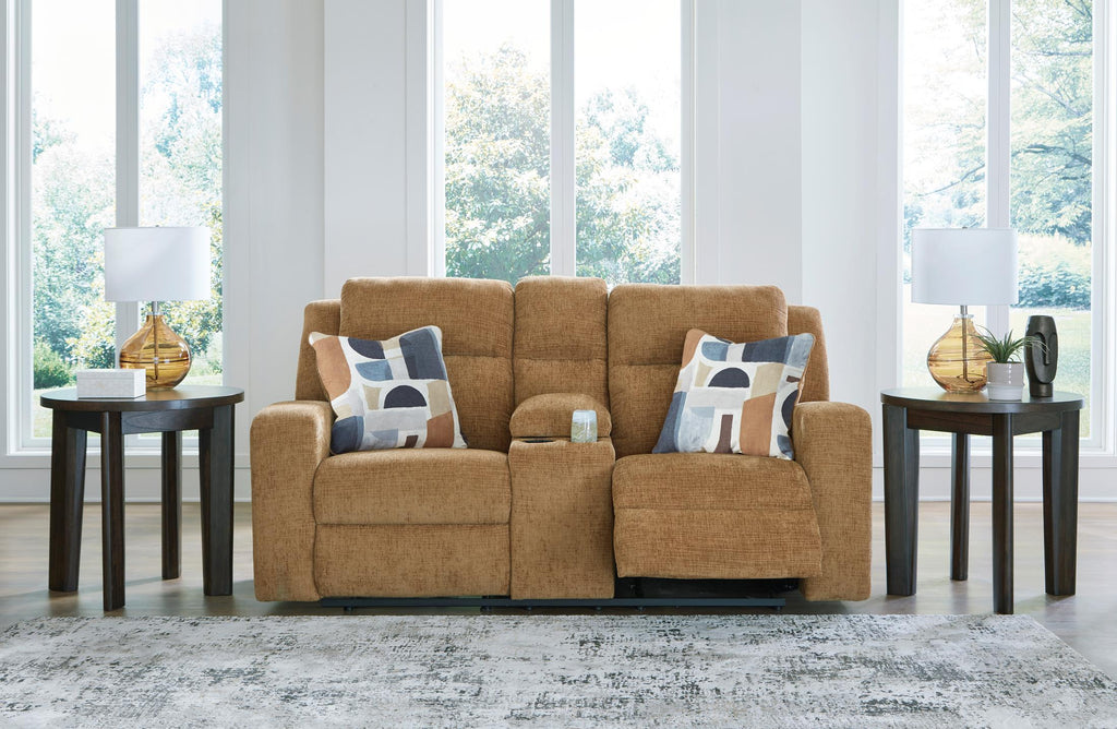 Kanlow Reclining Console Loveseat - Fabric