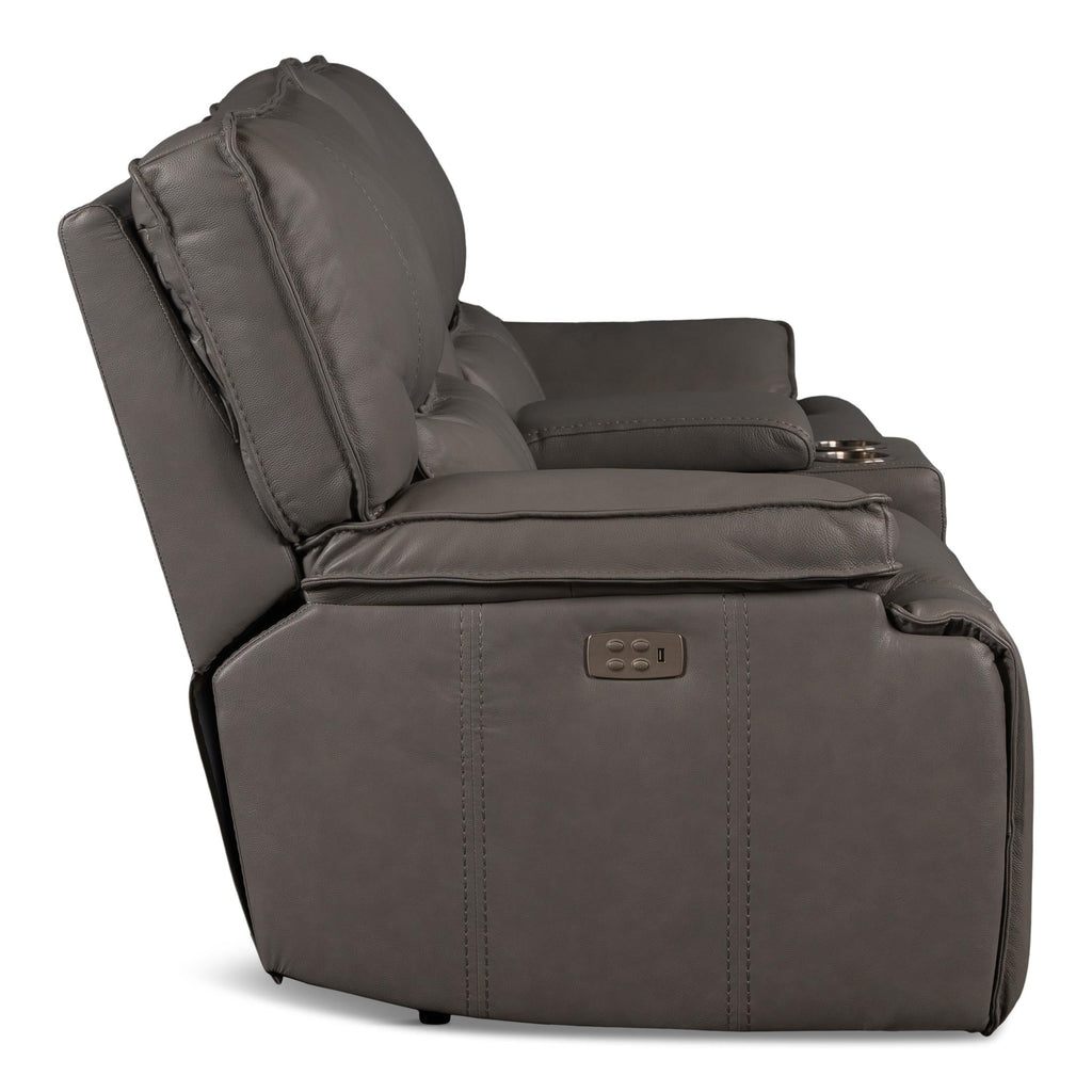 Bozeman Power Console Loveseat with Power Headrest - Leather