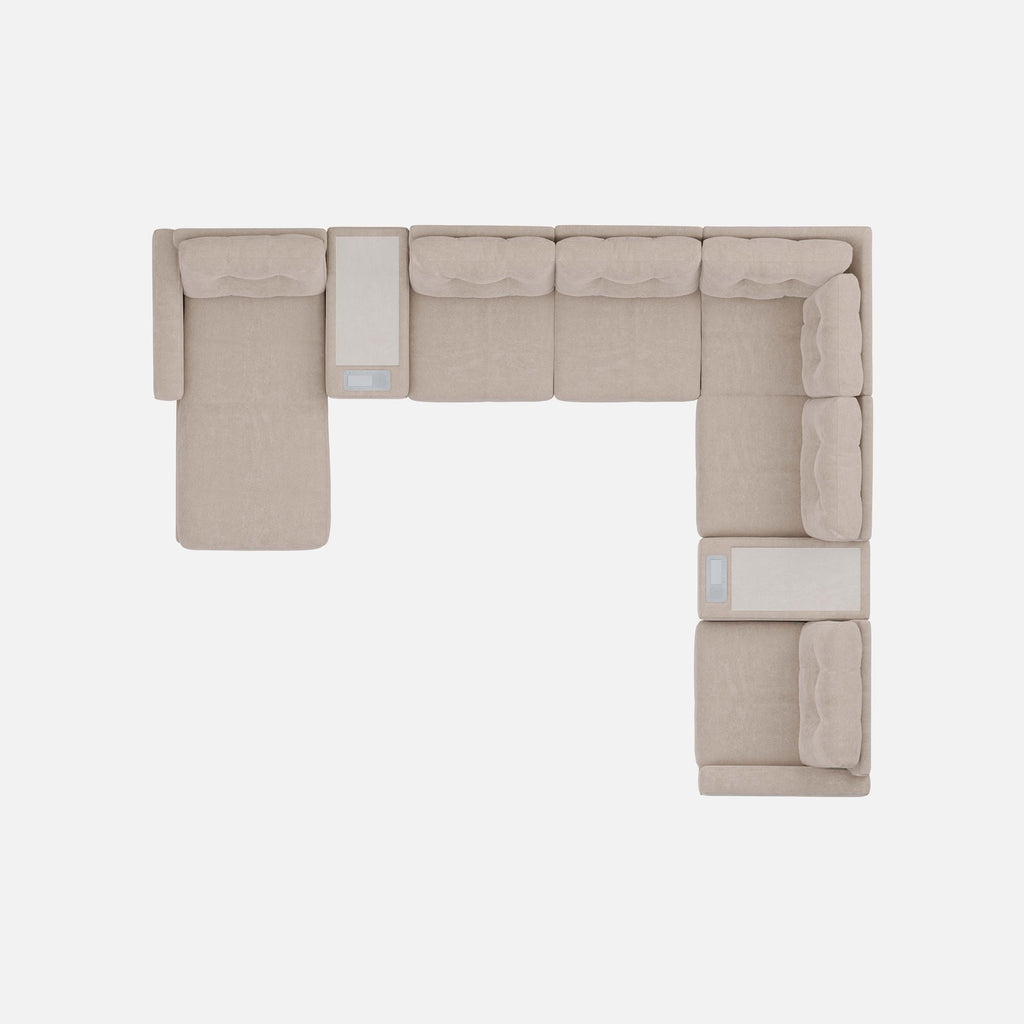 Modular One Left Facing 8-Piece Sectional with E-Console - Stone