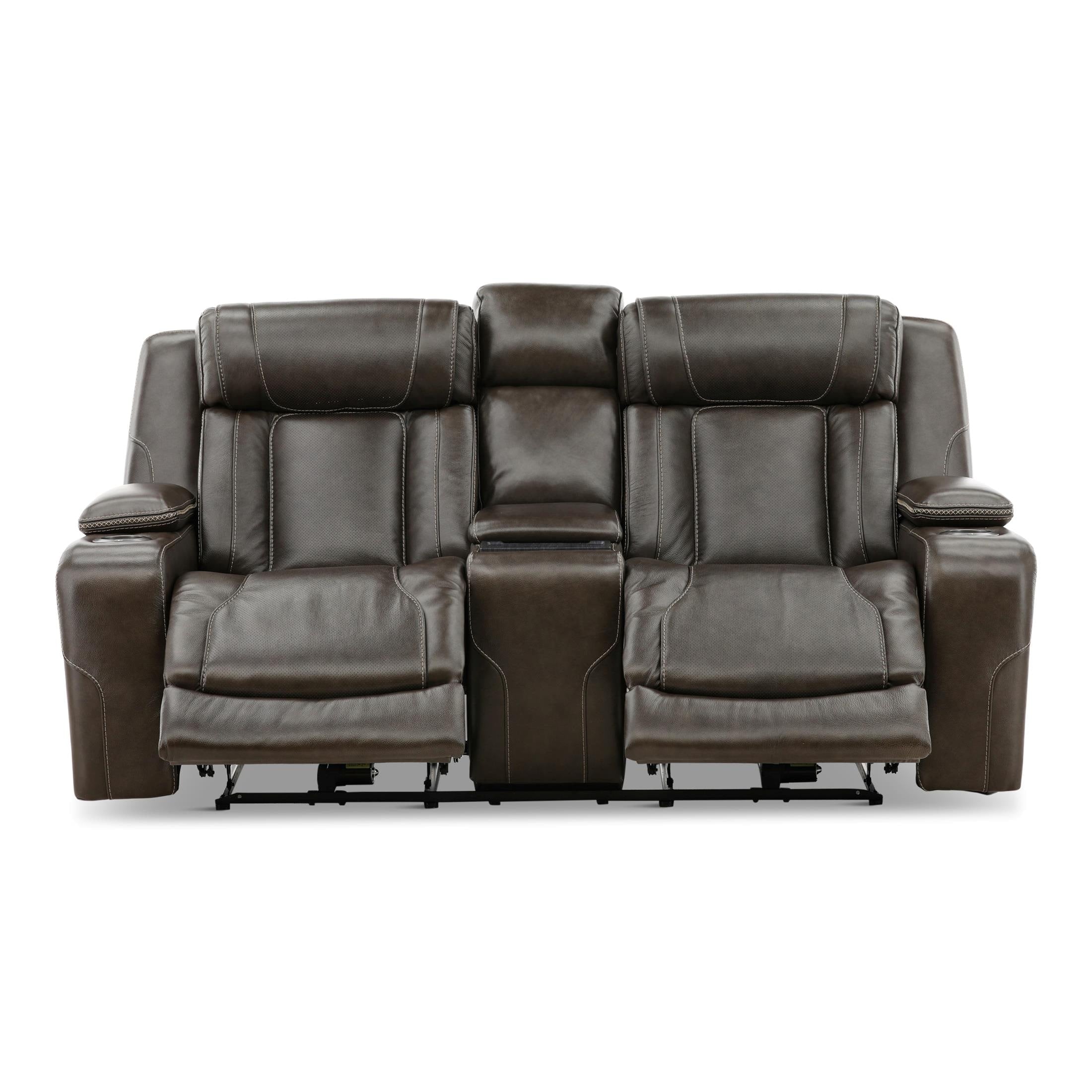 Denver Power Console Loveseat - Leather