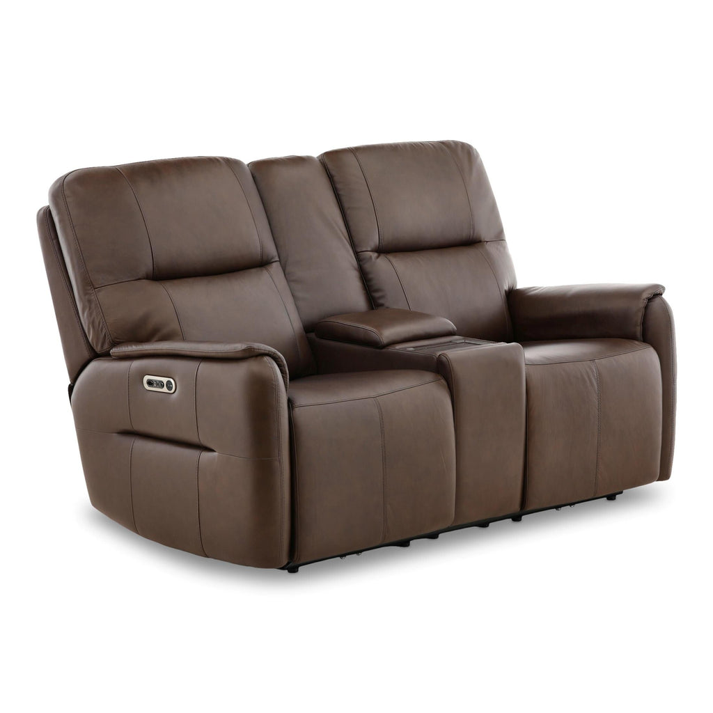 Walker Leather Power Reclining Console Loveseat - Cacao