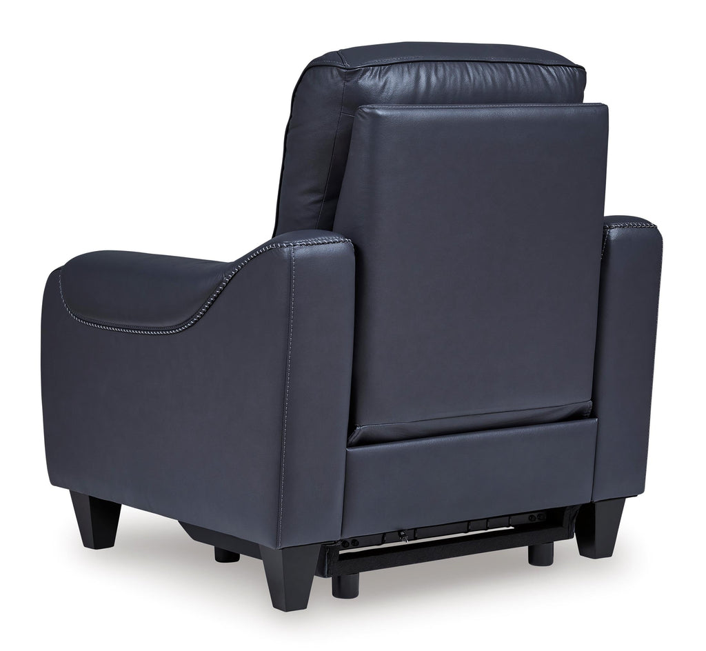 Mercomatic Leather Power Recliner - Ocean