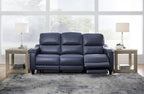 Mercomatic Leather Power Reclining Sofa - Ocean