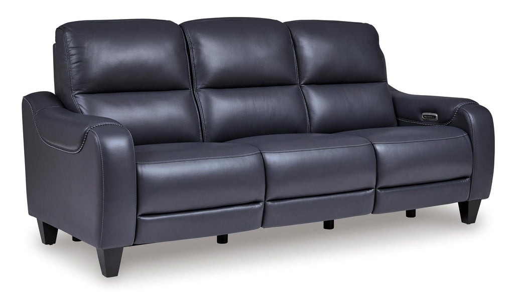 Mercomatic Leather Power Reclining Sofa - Ocean
