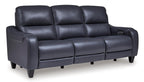 Mercomatic Leather Power Reclining Sofa - Ocean